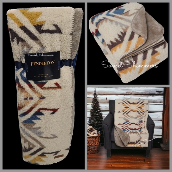 Pendleton Plush Sherpa Fleece Throw Blanket Aztec Southwest 50" x 70" NEW - Picture 1 of 7